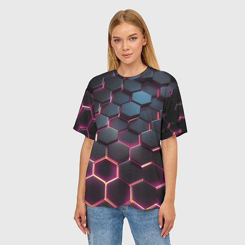 Женская футболка оверсайз Киберсоты / 3D-принт – фото 3