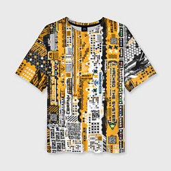 Футболка оверсайз женская Cyberpunk pattern yellow, цвет: 3D-принт