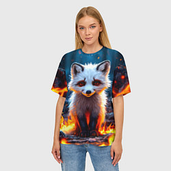 Футболка оверсайз женская Песец в огне, цвет: 3D-принт — фото 2