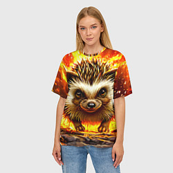 Футболка оверсайз женская Еж в огне, цвет: 3D-принт — фото 2