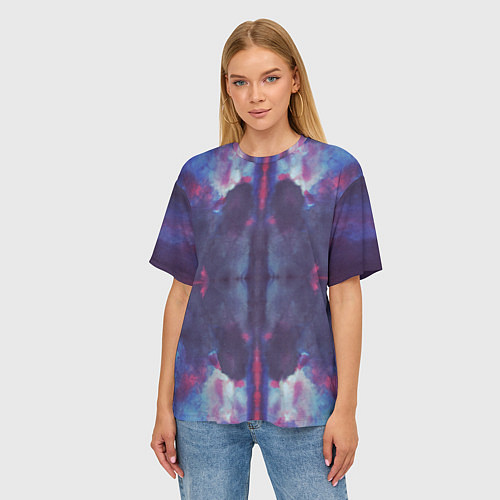 Женская футболка оверсайз Тай-дай космос / 3D-принт – фото 3