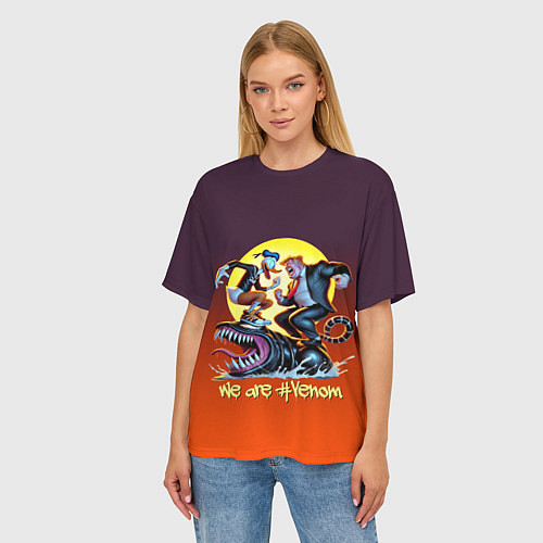 Женская футболка оверсайз Two Donalds and Venom - meme / 3D-принт – фото 3
