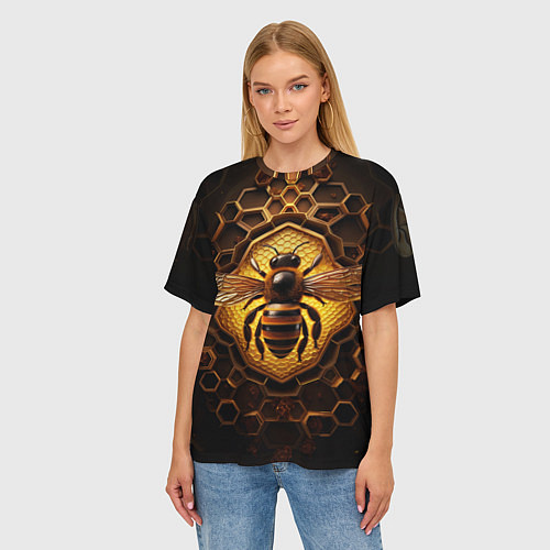 Женская футболка оверсайз Золотая пчела / 3D-принт – фото 3