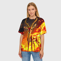 Футболка оверсайз женская Газель в огне, цвет: 3D-принт — фото 2