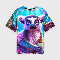 Футболка оверсайз женская Лемур в сказочном лесу, цвет: 3D-принт