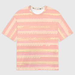 Футболка оверсайз женская Нежный персиковый полосатый, цвет: 3D-принт