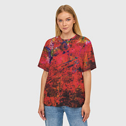 Футболка оверсайз женская Абстракция - dark red grunge, цвет: 3D-принт — фото 2