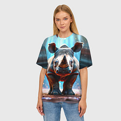 Футболка оверсайз женская Носорог в лучах, цвет: 3D-принт — фото 2