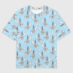 Футболка оверсайз женская Заяц со снежинками, цвет: 3D-принт
