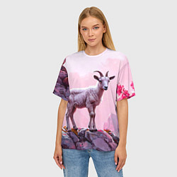 Футболка оверсайз женская Козлик в розовом свете, цвет: 3D-принт — фото 2