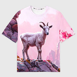 Футболка оверсайз женская Козлик в розовом свете, цвет: 3D-принт