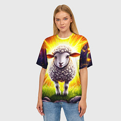 Футболка оверсайз женская Овечка в ярких лучах, цвет: 3D-принт — фото 2