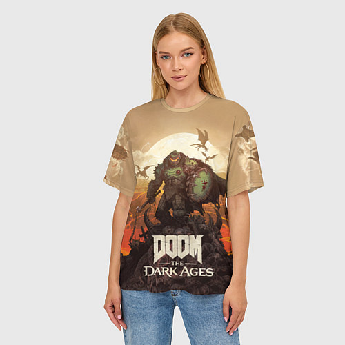 Женская футболка оверсайз Палач рока Doom the dark ages / 3D-принт – фото 3