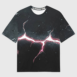 Футболка оверсайз женская Разлом на черной плите, цвет: 3D-принт