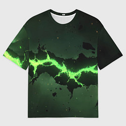 Футболка оверсайз женская Неоновая плита с зеленым разломом, цвет: 3D-принт