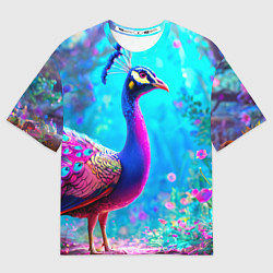 Футболка оверсайз женская Яркий павлин, цвет: 3D-принт