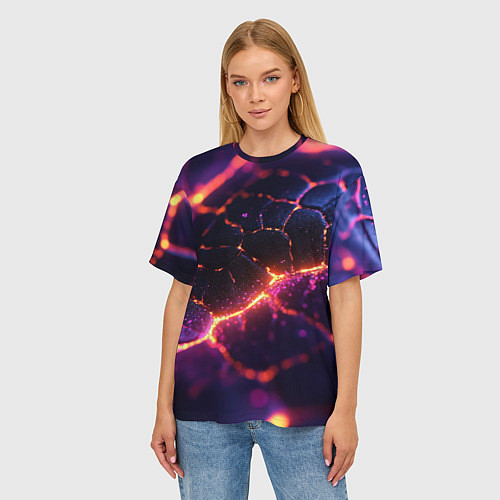 Женская футболка оверсайз Текстура вулкана / 3D-принт – фото 3