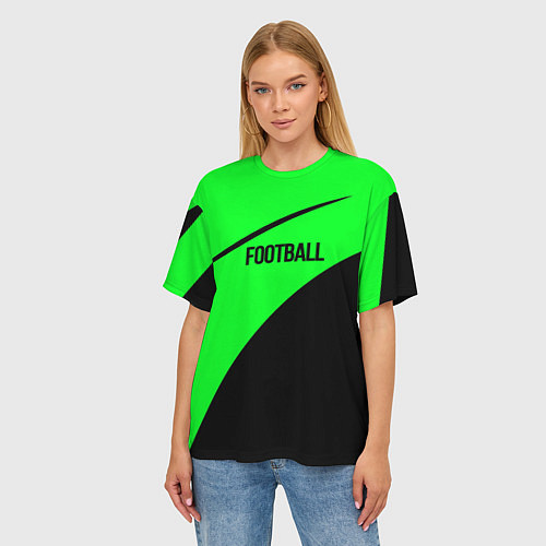 Женская футболка оверсайз Football чёрно-зелёный / 3D-принт – фото 3