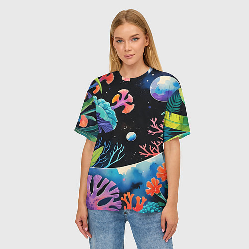 Женская футболка оверсайз Подводная фантастика / 3D-принт – фото 3