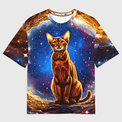 Футболка оверсайз женская Абиссинская кошка в космосе, цвет: 3D-принт
