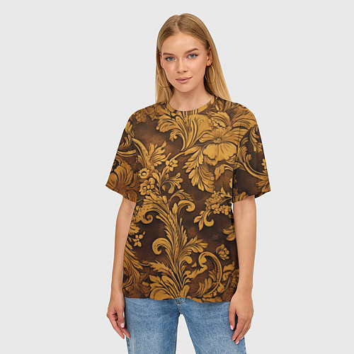 Женская футболка оверсайз Рубленный узор / 3D-принт – фото 3