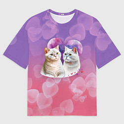 Футболка оверсайз женская Кошачья влюбленность, цвет: 3D-принт