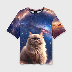 Футболка оверсайз женская Гималайская кошка в космосе, цвет: 3D-принт