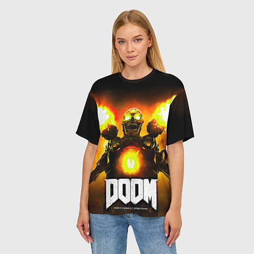 Женская футболка оверсайз Doom - revenant / 3D-принт – фото 3