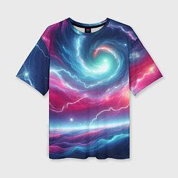 Футболка оверсайз женская Spiral neon galaxy - ai art fantasy, цвет: 3D-принт