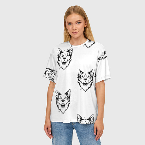 Женская футболка оверсайз Голова собаки / 3D-принт – фото 3