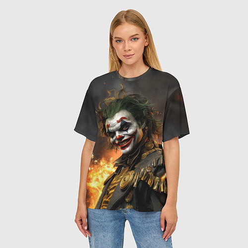 Женская футболка оверсайз Джокер в эпичном костюме / 3D-принт – фото 3