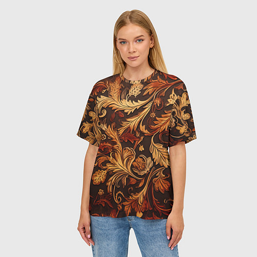 Женская футболка оверсайз Старый ковер текстура / 3D-принт – фото 3