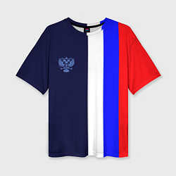Футболка оверсайз женская Герб России и триколор, цвет: 3D-принт