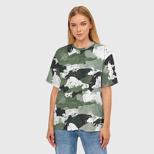Женская футболка оверсайз Текстурный камуфляж / 3D-принт – фото 3