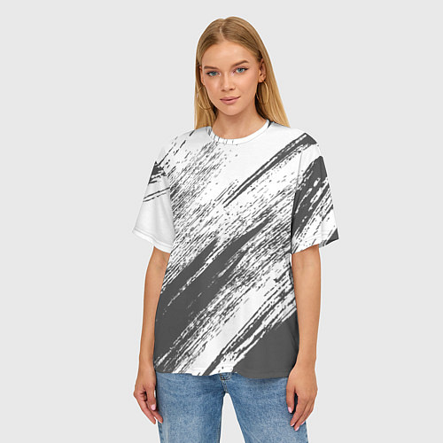 Женская футболка оверсайз The color is gray and white / 3D-принт – фото 3