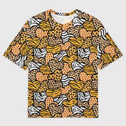 Футболка оверсайз женская Африканские сердца, цвет: 3D-принт