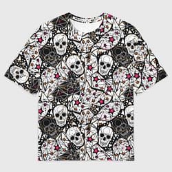 Футболка оверсайз женская Черепа и красные звезды, цвет: 3D-принт