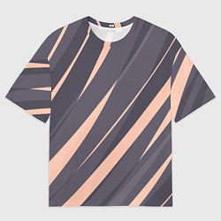 Футболка оверсайз женская Перламутровый серый полосы, цвет: 3D-принт