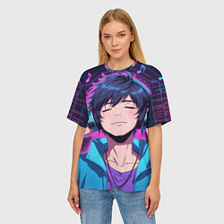 Футболка оверсайз женская Любитель музыки, цвет: 3D-принт — фото 2