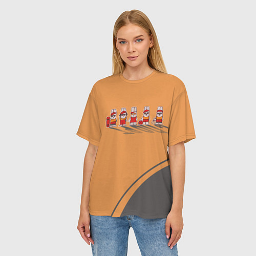 Женская футболка оверсайз Пять спортивных кроликов / 3D-принт – фото 3