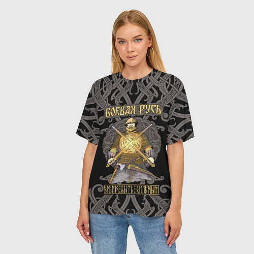 Женская футболка оверсайз Боевая Русь русский богатырь / 3D-принт – фото 3