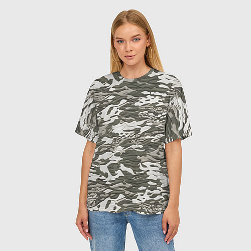 Женская футболка оверсайз Фактурный камуфляж / 3D-принт – фото 3