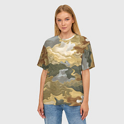 Футболка оверсайз женская Золотистый камуфляж, цвет: 3D-принт — фото 2