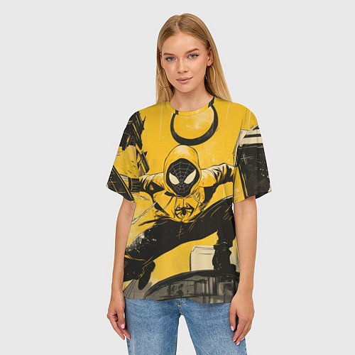 Женская футболка оверсайз Черный человек-паук / 3D-принт – фото 3