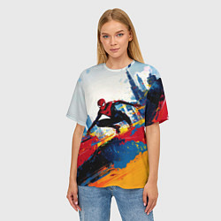 Футболка оверсайз женская Человек - паук и пролитая краска, цвет: 3D-принт — фото 2