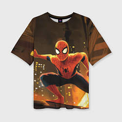 Футболка оверсайз женская Человек-паук пускает паутину, цвет: 3D-принт