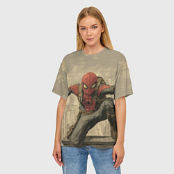 Футболка оверсайз женская Человек-паук готов спасать мир, цвет: 3D-принт — фото 2