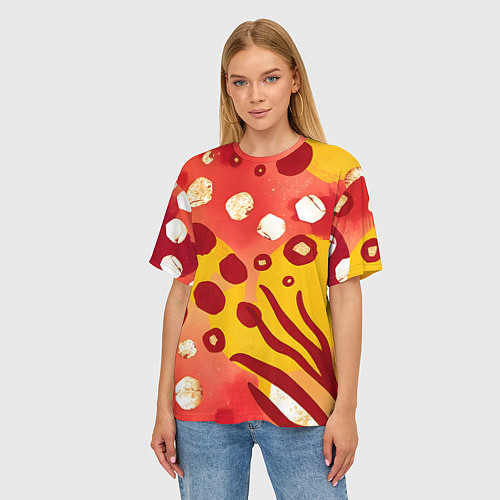 Женская футболка оверсайз Африканский паттерн / 3D-принт – фото 3
