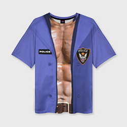 Футболка оверсайз женская Костюм полицейского с накаченным торсом, цвет: 3D-принт