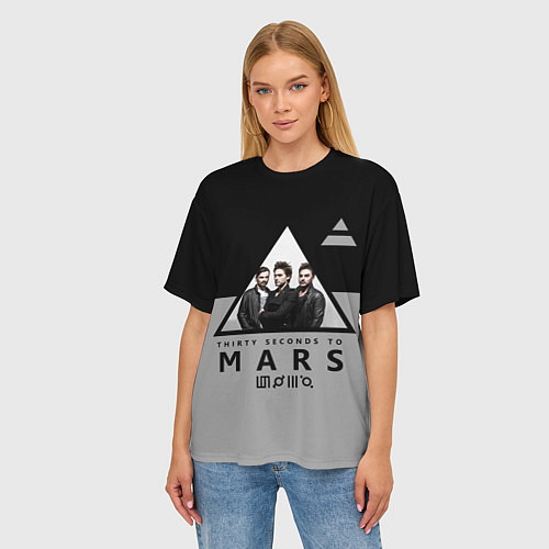 Женская футболка оверсайз 30 Seconds to Mars - poster / 3D-принт – фото 3